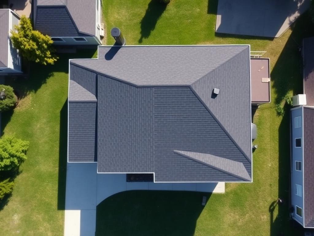 Aerial view of a simple single-story A-frame roof